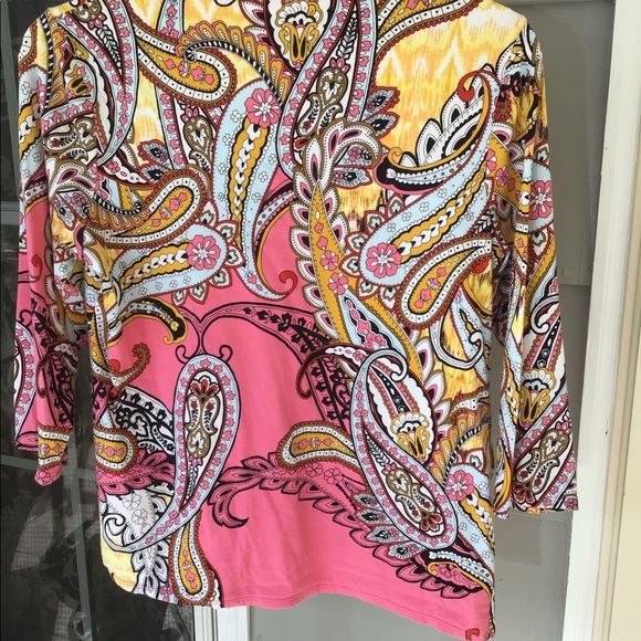 Woman top Chico’s top medium size 8 in ladies beautiful spring colors - Picture 12 of 16